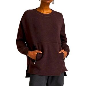 VARLEY MAROON HEATHER ZIP POCKET SWEATSHIRT